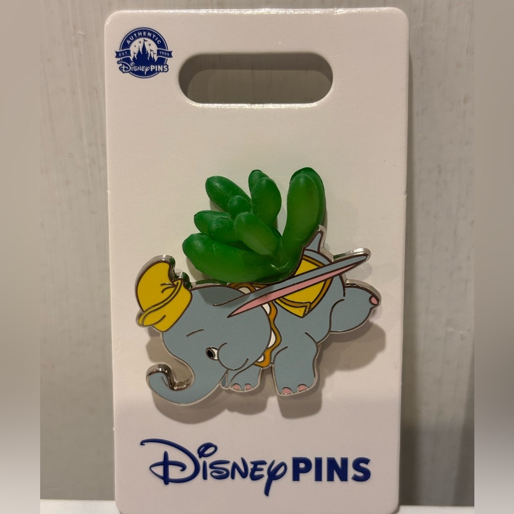 Disney Parks Authentic Dumbo Flying Elephant Enamel Succulent Pin